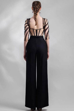 Laser-Cut Top with Crepe Pants