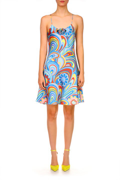 Printed Silk Bias Mini Slip Dress