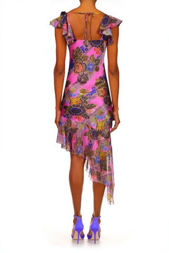 Printed Silk and Chiffon Bias Dress