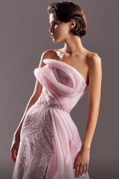 Elegant Swirls Crystal Lace Gown