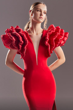 Voluminous Shoulders Gown Voluminous Shoulders Gown