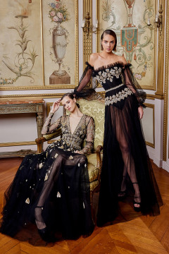 Deep V-Neck Long Sleeve Embellished Gown Deep V-Neck Long Sleeve Embellished Gown