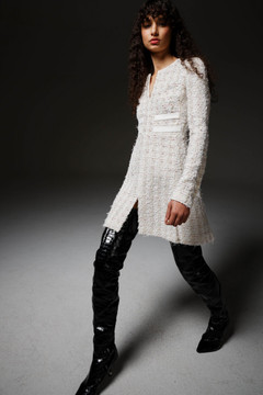 Long Sleeve Boucle Mini Dress