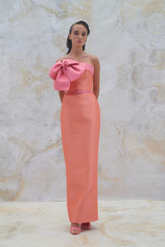 Strapless Gown with Oversized Bow