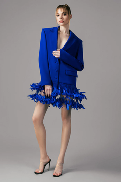 Crepe Blazer with Feathers