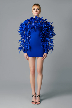 Mini Crepe Dress with Feathers Mini Crepe Dress with Feathers