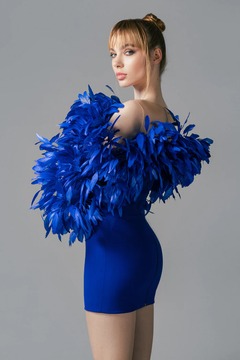 Mini Crepe Dress with Feathers Mini Crepe Dress with Feathers