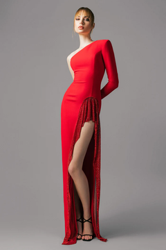 Crepe Gown with Chain Mail Crepe Gown with Chain Mail