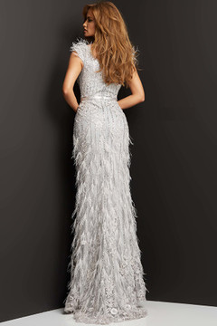 Feather Embellished Evening Gown Feather Embellished Evening Gown