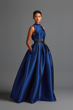 Asymmetrical Box-Pleated Gown