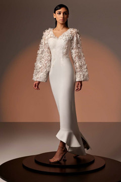 Lace Embroidered Crepe Gown