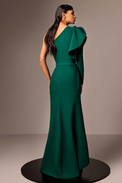 Long Sleeve One Shoulder Crepe Gown Long Sleeve One Shoulder Crepe Gown