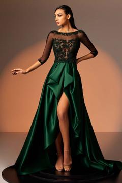 Satin and Tulle Embroidered Gown Satin and Tulle Embroidered Gown