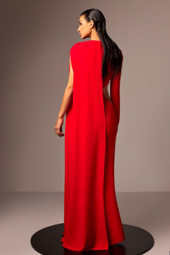 Asymmetrical Cutout Crepe Gown