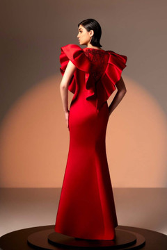 Satin and Lace Ruffled Gown Satin and Lace Ruffled Gown