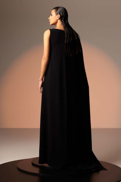 Crepe and Lace Gown with Side Drape