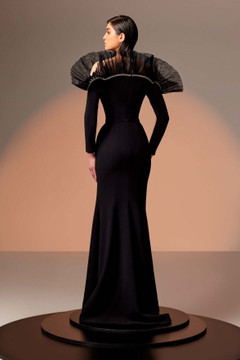 Crepe and Tulle Embroidered Gown Crepe and Tulle Embroidered Gown