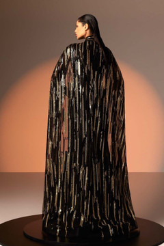 Black and Gold Lace Cape Gown Black and Gold Lace Cape Gown