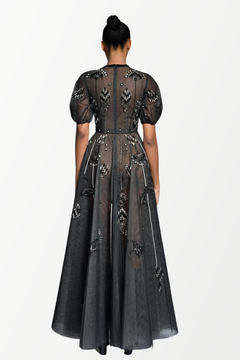 Deco Petal Embroidered Tulle Gown Deco Petal Embroidered Tulle Gown