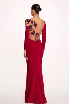 Asymmetric Neck Open Back Gown