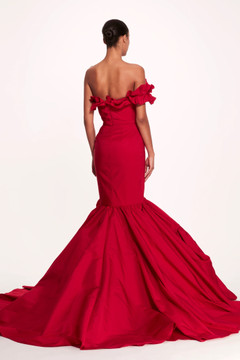 Strapless Rose Drape Faille Gown Strapless Rose Drape Faille Gown