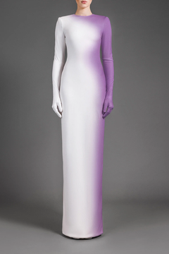 Crêpe and Print Ombré Gown Crêpe and Print Ombré Gown