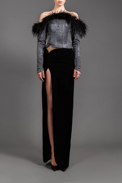 Shimmery Corseted Lurex and Crêpe Gown Shimmery Corseted Lurex and Crêpe Gown