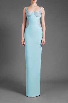 Scoop Neck Shimmery Lurex and Crêpe Gown Scoop Neck Shimmery Lurex and Crêpe Gown