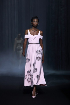Crêpe Dress with Beaded Cut-Outs Crêpe Dress with Beaded Cut-Outs