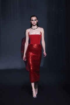 Beaded Tulle Dress with Crêpe Corset Beaded Tulle Dress with Crêpe Corset