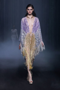 Beaded Tulle Robe Dress with Fringe Beaded Tulle Robe Dress with Fringe