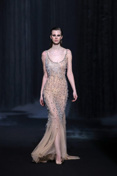 Scoop Neck Beaded Tulle Gown Scoop Neck Beaded Tulle Gown