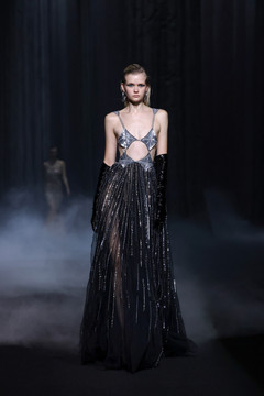 Beaded Tulle Gown with Cut-Outs Beaded Tulle Gown with Cut-Outs