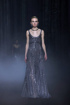 Beaded Tulle Scoop-Neck Gown Beaded Tulle Scoop-Neck Gown