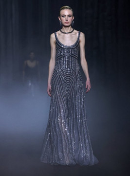 Beaded Tulle Scoop-Neck Gown Beaded Tulle Scoop-Neck Gown