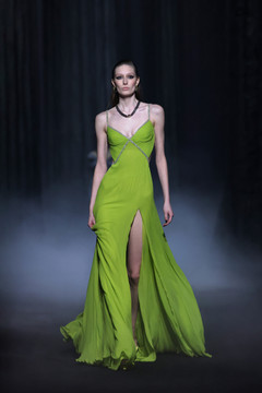 Nervure Georgette Gown with Beaded Border Nervure Georgette Gown with Beaded Border