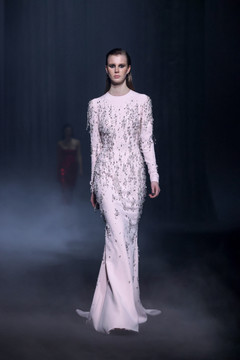 Beaded Crêpe Gown with Open Back Beaded Crêpe Gown with Open Back