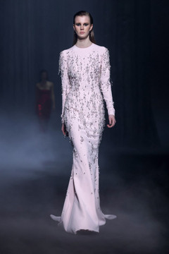 Beaded Crêpe Gown with Open Back Beaded Crêpe Gown with Open Back