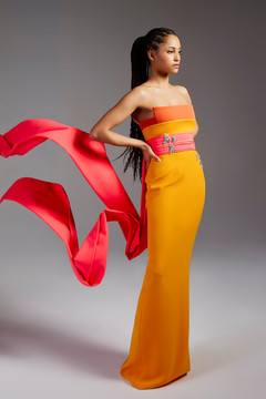 Strapless Crêpe Gown with Embroidery Strapless Crêpe Gown with Embroidery