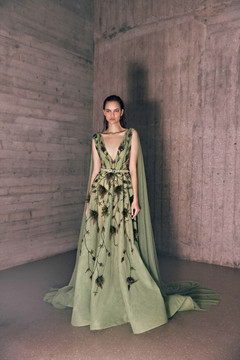 Feather Embroidered Tulle Gown Feather Embroidered Tulle Gown