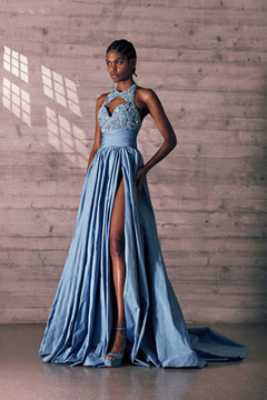 Taffeta Halter Neck Gown Taffeta Halter Neck Gown