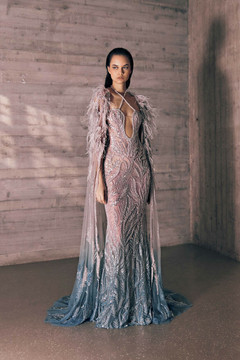 Gradient Embroidered Tulle Gown Gradient Embroidered Tulle Gown