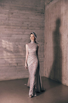 Embroidered Tulle Gown with Draping Embroidered Tulle Gown with Draping