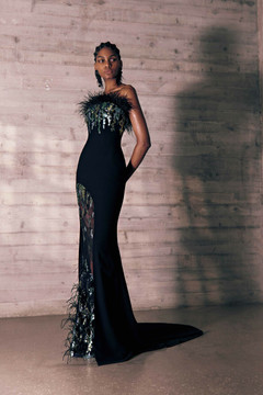 Feathered Crêpe Marocain Gown Feathered Crêpe Marocain Gown