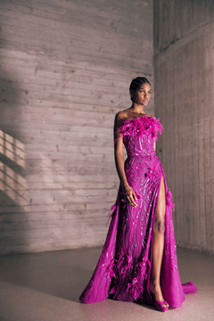 Floral Embroidered Asymmetrical Gown Floral Embroidered Asymmetrical Gown