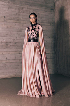 Jersey Gown with Cape Sleeves