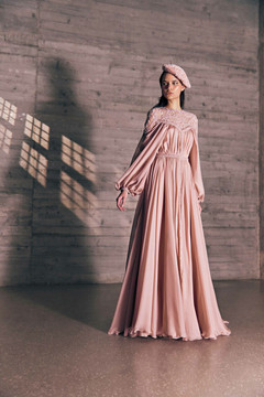 Flora Embroidered Mousseline Caftan Gown Flora Embroidered Mousseline Caftan Gown