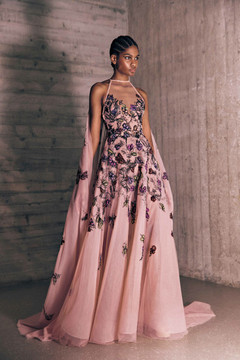 Petal Thread Embroidered Tulle Gown Petal Thread Embroidered Tulle Gown