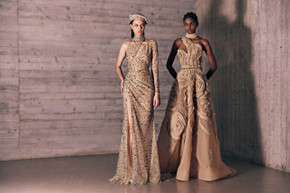 Draped Asymmetric Crystal Mesh Gown Draped Asymmetric Crystal Mesh Gown
