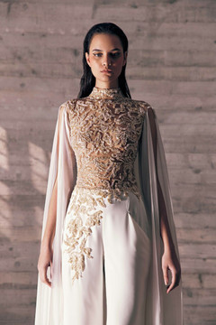 Crêpe Marocain Jumpsuit with Embroideries Crêpe Marocain Jumpsuit with Embroideries
